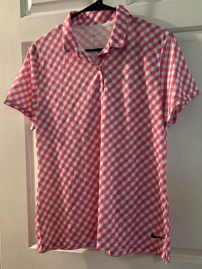 Nike Pink And White Gingham Polo